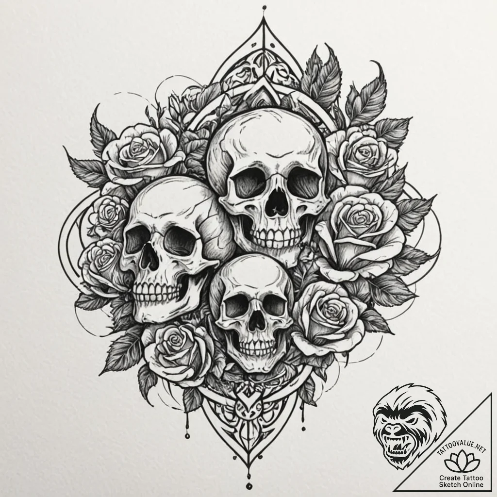 Tattoo design, a sound-nullifying symbol, sur... - tattoo sketch (№1751498929_0, 02.07.2025 23:28) — tattoovalue.net
