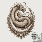 Tattoo design, fafnir dragon sleeping on a pi… – tattoo sketch (№1751499011_0, 02.07.2025 23:30) — tattoovalue.net