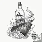Tattoo design, a viking longship in a bottle,… – tattoo sketch (№1751499174_0, 02.07.2025 23:32) — tattoovalue.net