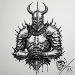 Tattoo sleeve design, grimdark fantasy, knigh… – tattoo sketch (№1751499990_0, 02.07.2025 23:46) — tattoovalue.net