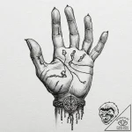 Tattoo design, a warrior’s hand, scarred and… – tattoo sketch (№1751500072_0, 02.07.2025 23:47) — tattoovalue.net