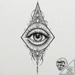 Tattoo design, a dagger piercing the third ey… – tattoo sketch (№1751500153_0, 02.07.2025 23:49) — tattoovalue.net