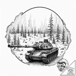 Tattoo design, a tank viewed through a therma… – tattoo sketch (№1751500560_0, 02.07.2025 23:56) — tattoovalue.net