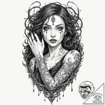 Tattoo sleeve design, cursed bloodline, a sto… – tattoo sketch (№1751500641_0, 02.07.2025 23:57) — tattoovalue.net