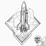 Tattoo design, a rocket launch system, styliz… – tattoo sketch (№1751500720_0, 02.07.2025 23:58) — tattoovalue.net