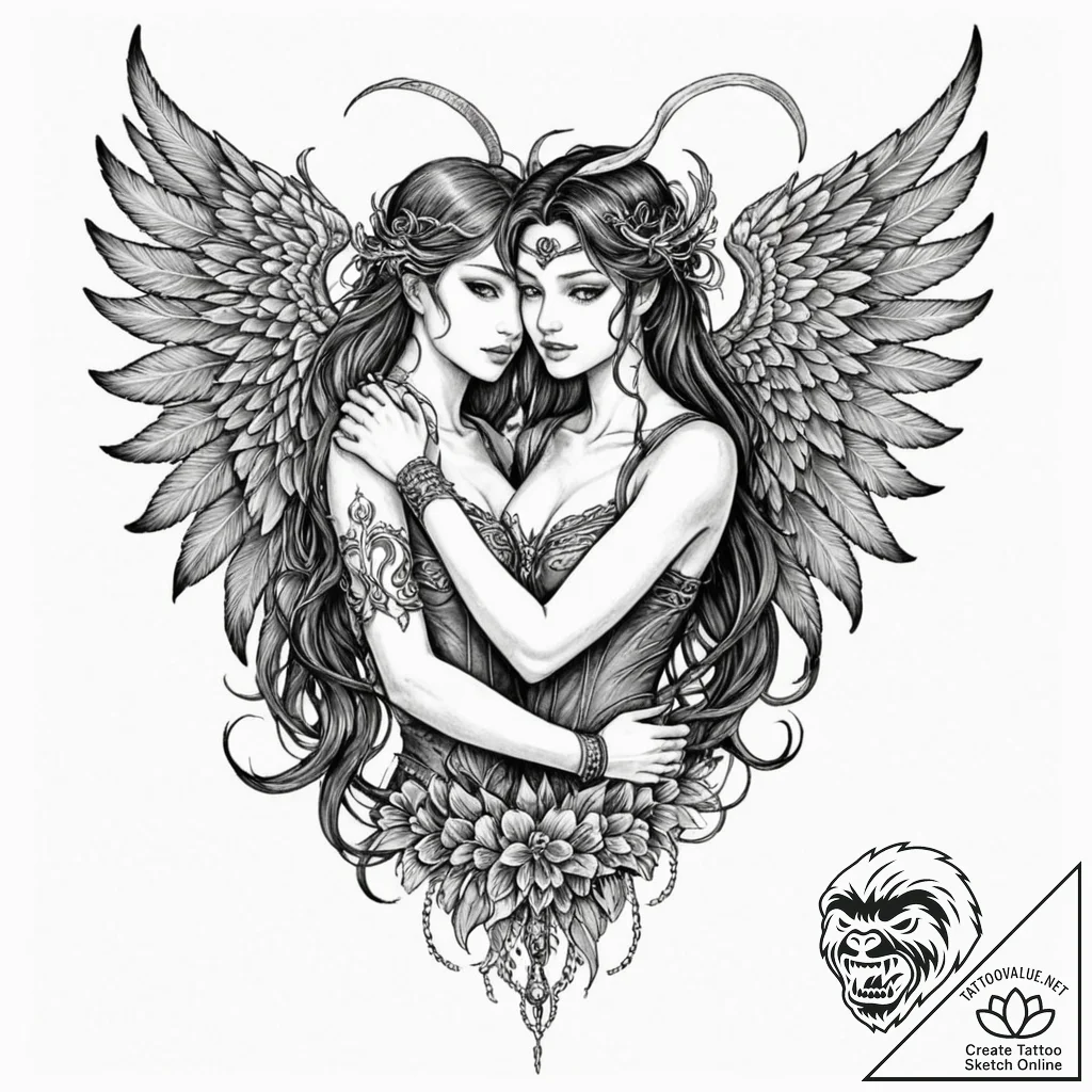 Tattoo sleeve design, dark fantasy manga, an... - tattoo sketch (№1751501006_0, 03.07.2025 00:03) — tattoovalue.net