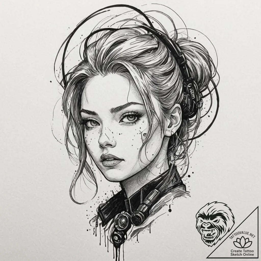 Category 1: cyberpunk-melancholy & bio-horror... - tattoo sketch (№1751501511_0, 03.07.2025 00:11) — tattoovalue.net