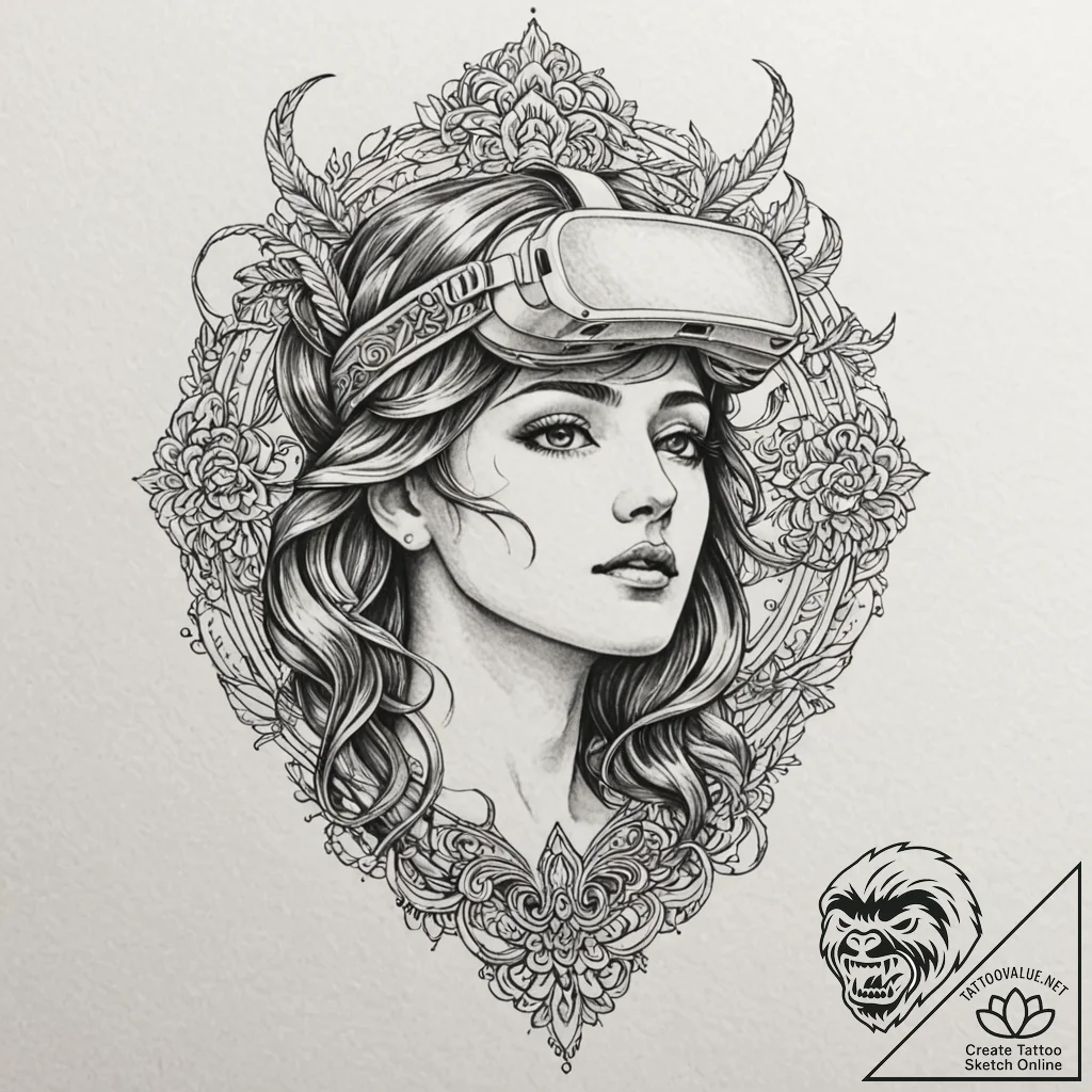 Tattoo design, a classical greek statue weari... - tattoo sketch (№1751501752_0, 03.07.2025 00:15) — tattoovalue.net