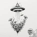 Tattoo design, handpoke style, a tiny ufo bea… – tattoo sketch (№1751501968_0, 03.07.2025 00:19) — tattoovalue.net