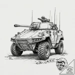 Tattoo design, a modern armored vehicle done… – tattoo sketch (№1751502300_0, 03.07.2025 00:25) — tattoovalue.net