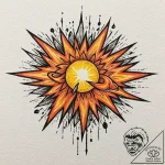 Tattoo design, a solar flare, depicted as an… – tattoo sketch (№1751502381_0, 03.07.2025 00:26) — tattoovalue.net