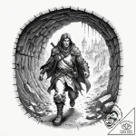 Tattoo sleeve design, dungeon crawler, a part… – tattoo sketch (№1751502463_0, 03.07.2025 00:27) — tattoovalue.net