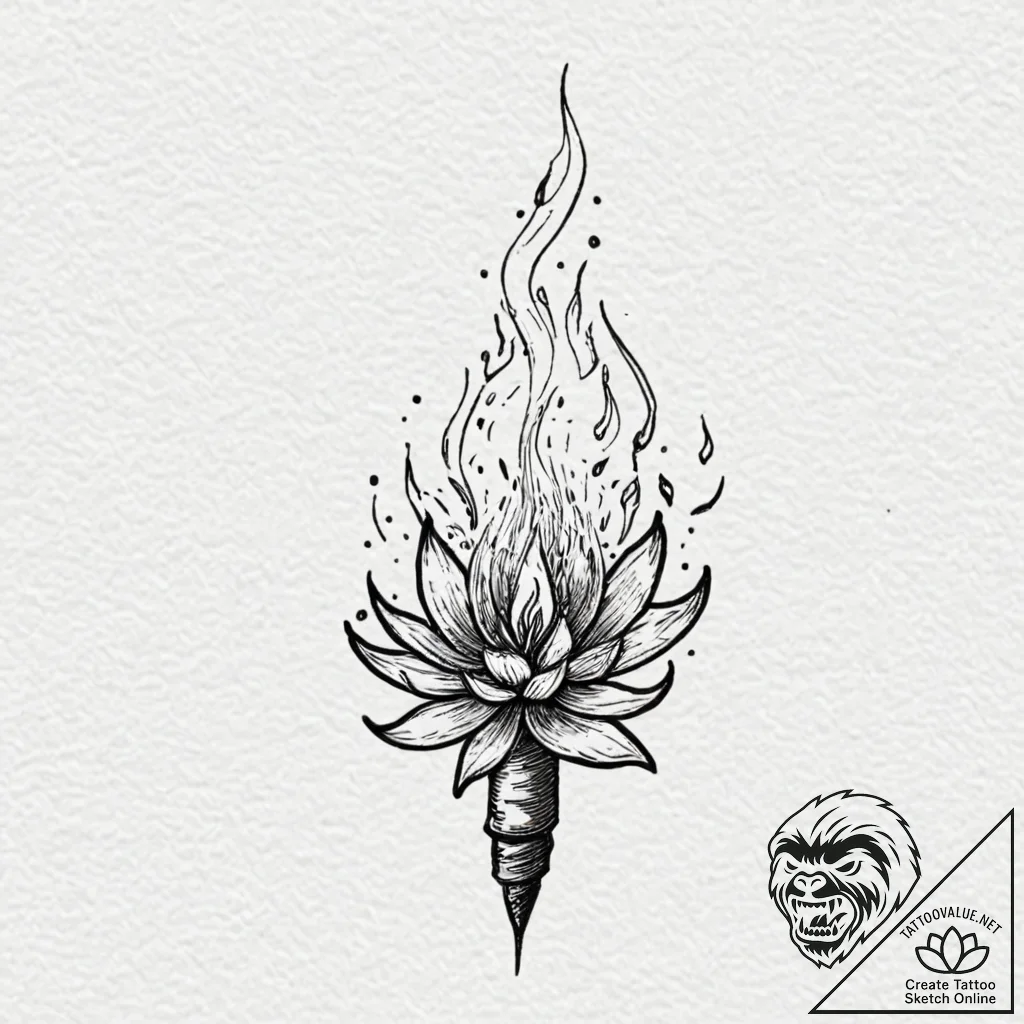 Tattoo design, a matchstick, its flame is a t... - tattoo sketch (№1751502878_0, 03.07.2025 00:34) — tattoovalue.net