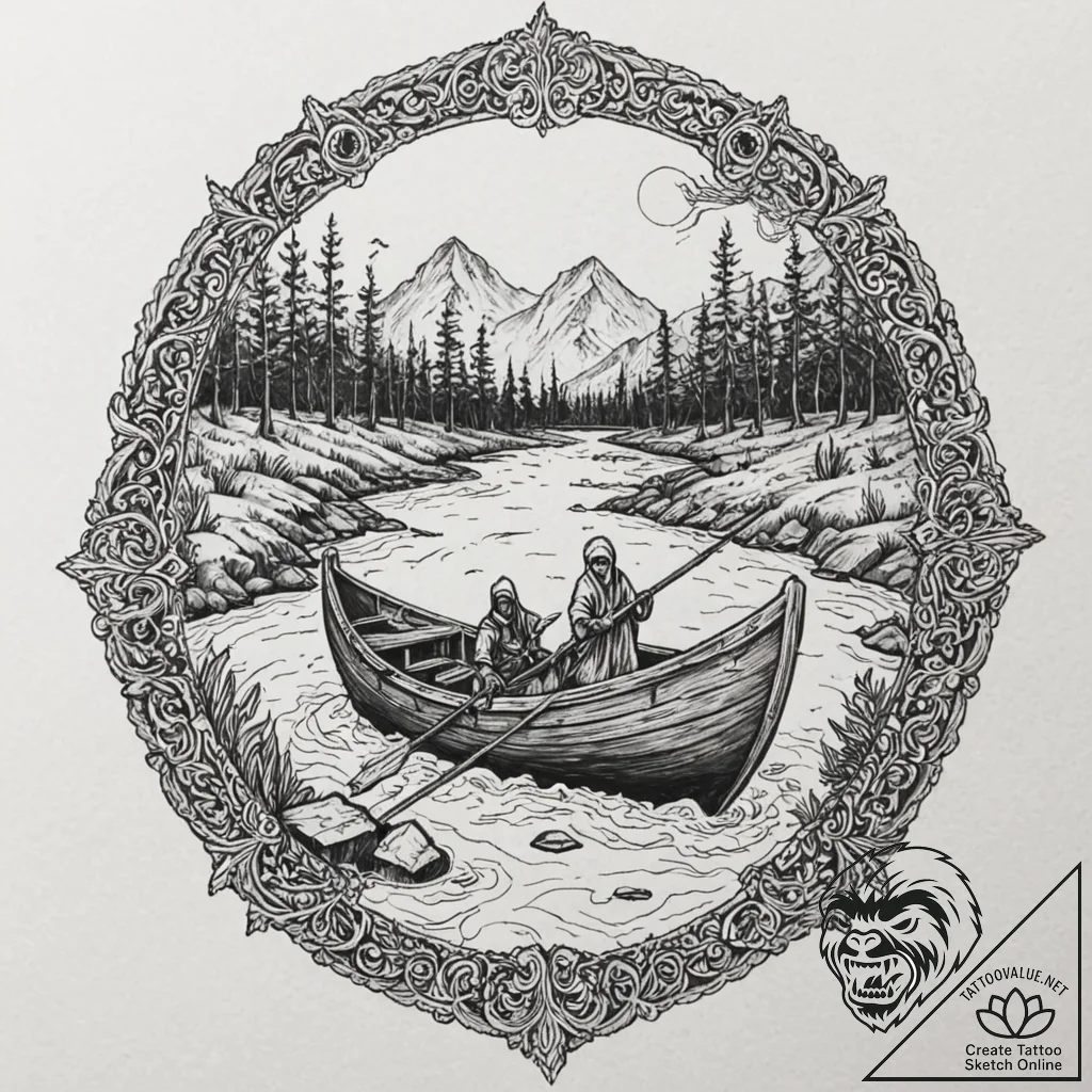 Tattoo design, charon, the ferryman of the un... - tattoo sketch (№1751503381_0, 03.07.2025 00:43) — tattoovalue.net