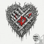 Tattoo sketch of norse god’s heart made of ru… – tattoo sketch (№1751503462_0, 03.07.2025 00:44) — tattoovalue.net