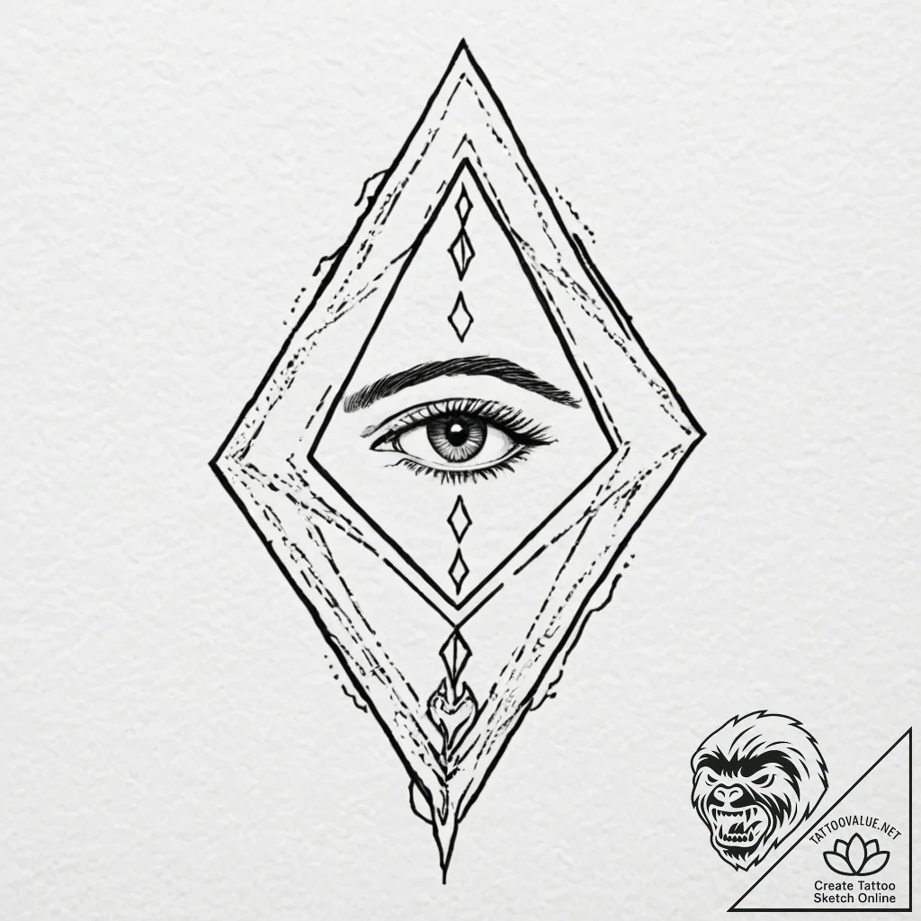 Tattoo sketch of a blind seer with rune eyes... - tattoo sketch (№1751503544_0, 03.07.2025 00:45) — tattoovalue.net