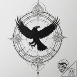 Tattoo sketch of a raven’s shadow forming run… – tattoo sketch (№1751503633_0, 03.07.2025 00:47) — tattoovalue.net