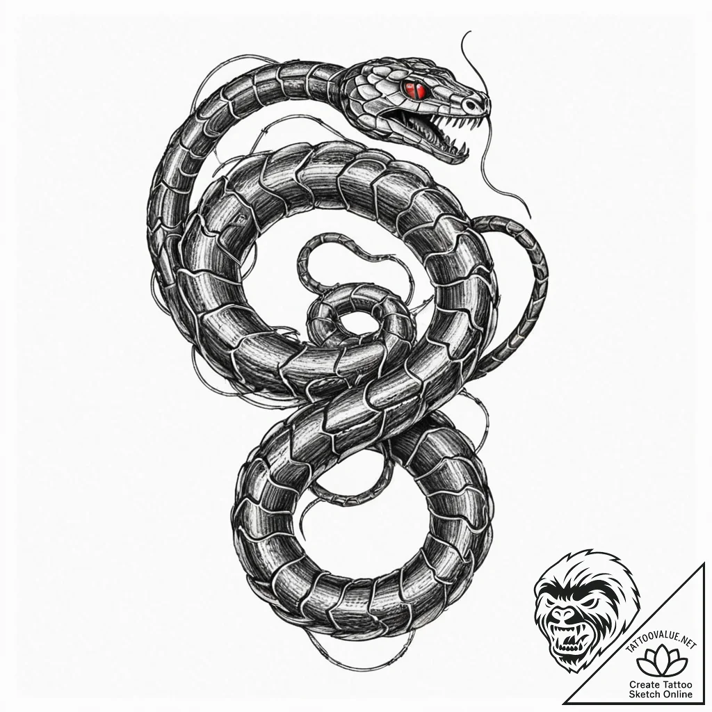 Tattoo design, a snake coiling around an arm,... - tattoo sketch (№1751503714_0, 03.07.2025 00:48) — tattoovalue.net