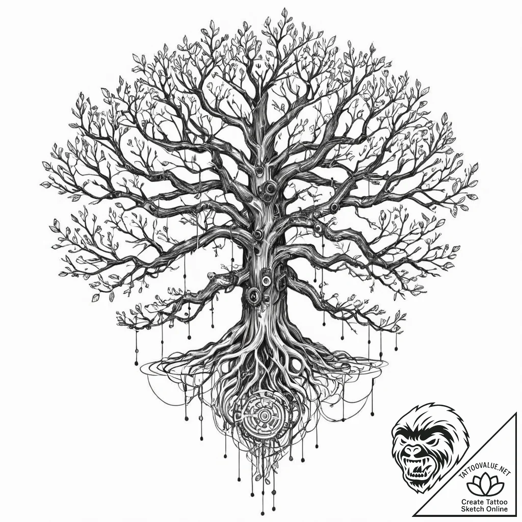 Tattoo design, yggdrasil, but its branches ar... - tattoo sketch (№1751504125_0, 03.07.2025 00:55) — tattoovalue.net