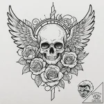 Tattoo design, icarus, but his wings are made… – tattoo sketch (№1751504204_0, 03.07.2025 00:56) — tattoovalue.net