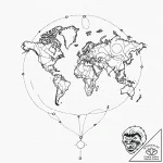 Tattoo design, a map of the world, but depict… – tattoo sketch (№1751504285_0, 03.07.2025 00:58) — tattoovalue.net