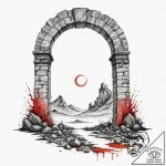 Tattoo design, a doorway standing alone in a… – tattoo sketch (№1751504376_0, 03.07.2025 00:59) — tattoovalue.net