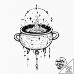 Tattoo design, a cauldron, with the constella… – tattoo sketch (№1751505123_0, 03.07.2025 01:12) — tattoovalue.net