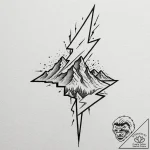 Tattoo design, a lightning bolt striking a mo… – tattoo sketch (№1751505285_0, 03.07.2025 01:14) — tattoovalue.net