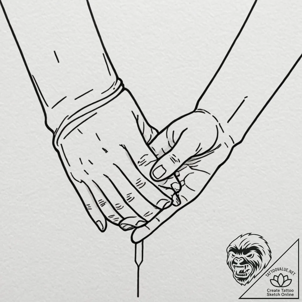 Tattoo design, handpoke style, two stick-figu... - tattoo sketch (№1751505951_0, 03.07.2025 01:25) — tattoovalue.net