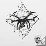 Tattoo design, a drone made of shattered glas… – tattoo sketch (№1751506364_0, 03.07.2025 01:32) — tattoovalue.net