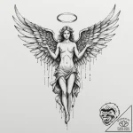 Tattoo design, an angel, but its wings are ma… – tattoo sketch (№1751506528_0, 03.07.2025 01:35) — tattoovalue.net