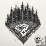 Tattoo design, a drone’s view of a forest, bu… – tattoo sketch (№1751507023_0, 03.07.2025 01:43) — tattoovalue.net