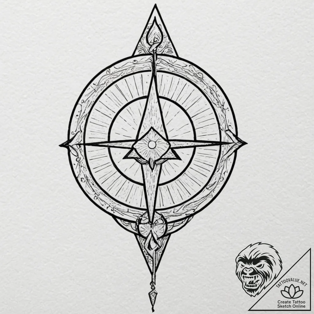 Tattoo design, gungnir spear as the gnomon of... - tattoo sketch (№1751507113_0, 03.07.2025 01:45) — tattoovalue.net