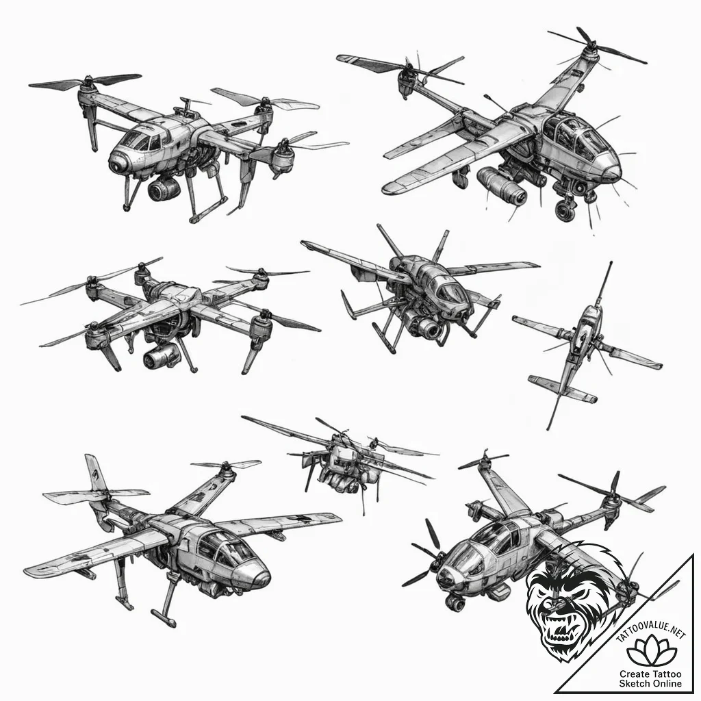 Tattoo design, life cycle of a drone, from as... - tattoo sketch (№1751507276_0, 03.07.2025 01:47) — tattoovalue.net