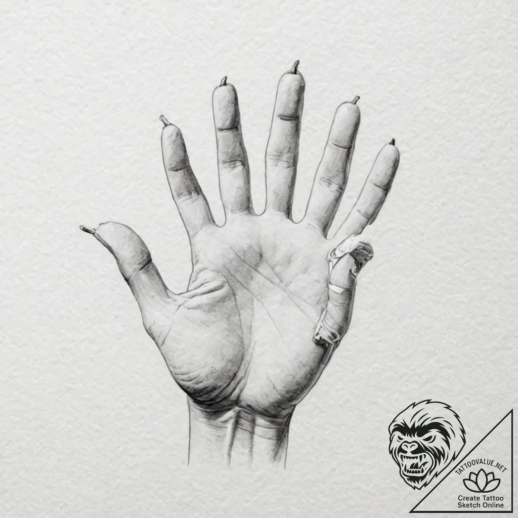 Tattoo design, handpoke style, a single, wobb... - tattoo sketch (№1751507940_0, 03.07.2025 01:59) — tattoovalue.net