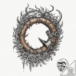 Tattoo design, a viking settlement viewed thr… – tattoo sketch (№1751508022_0, 03.07.2025 02:00) — tattoovalue.net