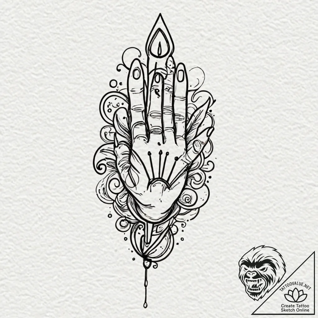 Tattoo design, handpoke style, a safety pin,... - tattoo sketch (№1751508113_0, 03.07.2025 02:01) — tattoovalue.net