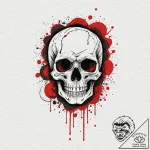 Tattoo design, handpoke style, a skull that l… – tattoo sketch (№1751508783_0, 03.07.2025 02:13) — tattoovalue.net