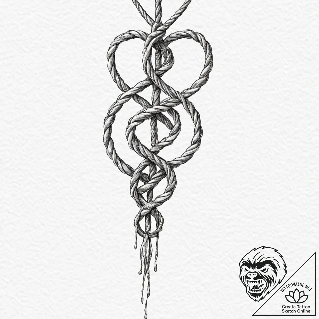 Tattoo sketch — a noose made of braided rune-... - tattoo sketch (№1751508863_0, 03.07.2025 02:14) — tattoovalue.net