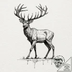Tattoo sketch of a rune-covered deer walking… – tattoo sketch (№1751509194_0, 03.07.2025 02:19) — tattoovalue.net