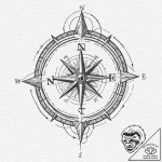 Tattoo design, a compass rose, where the card… – tattoo sketch (№1751509275_0, 03.07.2025 02:21) — tattoovalue.net