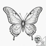 Tattoo design, a beautiful butterfly, its win… – tattoo sketch (№1751509609_0, 03.07.2025 02:26) — tattoovalue.net