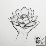 Tattoo design, a hand holding a glowing, holo… – tattoo sketch (№1751509943_0, 03.07.2025 02:32) — tattoovalue.net