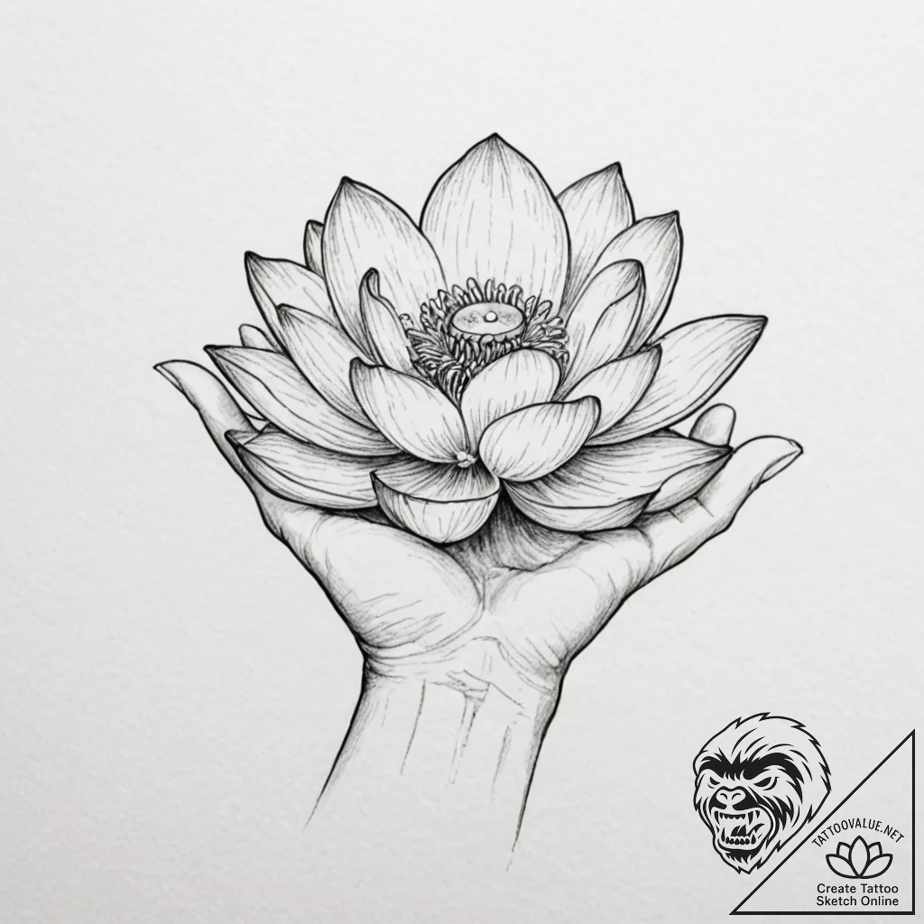 Tattoo design, a hand holding a glowing, holo... - tattoo sketch (№1751509943_0, 03.07.2025 02:32) — tattoovalue.net