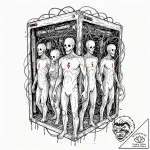 Tattoo design, “ghosts in the machine”, depic… – tattoo sketch (№1751510110_0, 03.07.2025 02:35) — tattoovalue.net