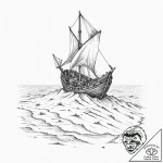 Tattoo sketch of longship flying through sand… – tattoo sketch (№1751510191_0, 03.07.2025 02:36) — tattoovalue.net