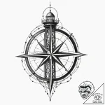 Tattoo design, a compass rose, where the card… – tattoo sketch (№1751510526_0, 03.07.2025 02:42) — tattoovalue.net