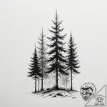 Tattoo design, three tall pine trees, standin… – tattoo sketch (№1751510690_0, 03.07.2025 02:44) — tattoovalue.net