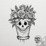Tattoo design, a flower pot with a dead, with… – tattoo sketch (№1751510862_0, 03.07.2025 02:47) — tattoovalue.net