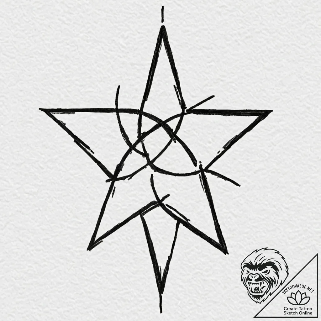 Tattoo design, handpoke style, a messy, scrib... - tattoo sketch (№1751510943_0, 03.07.2025 02:49) — tattoovalue.net